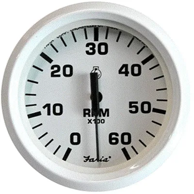Faria Dress White 4" Tachometer - 6,000 RPM (Gas - Inboard & I/O