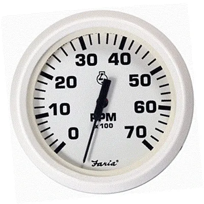 Faria Dress White 4" Tachometer - 7,000 RPM (Gas - All Outboards