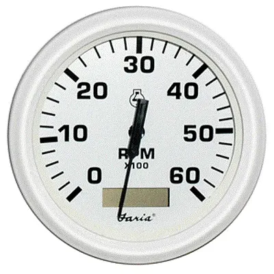 Faria Dress White 4" Tachometer w/Hourmeter - 6,000 RPM (Gas - I