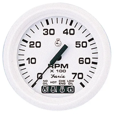 Faria Dress White 4&quot; Tachometer w/Systemcheck Indicator - 7,000 