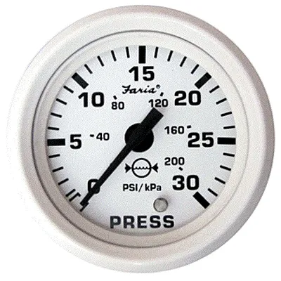 Faria Dress White 2" Water Pressure Gauge Kit - 30 PSI