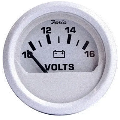 Faria Dress White 2&quot; Voltmeter (10-16 VDC)