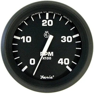 Faria Euro Black 4&quot; Tachometer - 4,000 RPM (Diesel - Mechanical 
