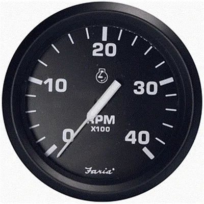 Faria Euro Black 4" Tachometer - 4,000 RPM (Diesel - Magnetic Pi