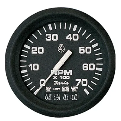 Faria Euro Black 4&quot; Tachometer w/Systemcheck Indicator - 7,000 R
