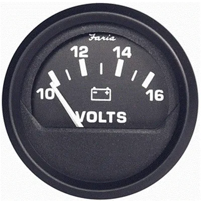 Faria Euro Black 2&quot; Voltmeter (10-16 VDC)
