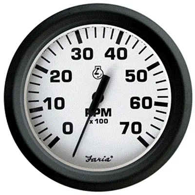 Faria Euro White 4" Tachometer - 7,000 RPM (Gass - All Outboards