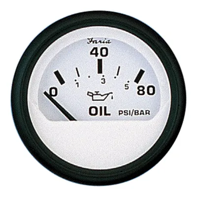 Faria Euro White 2" Oil Pressure Gauge - 80PSI