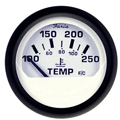 Faria Euro White 2" Water Temperature Gauge (100-250°F)