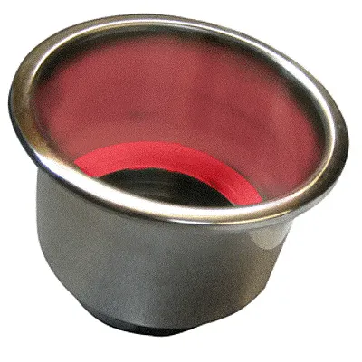Whitecap Flush Mount Cup Holder w/Red LED Light - Stainless Stee