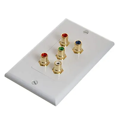 Cmple 566-N RCA Wall Plate - Component Video Audio 5-RCA Gold Co