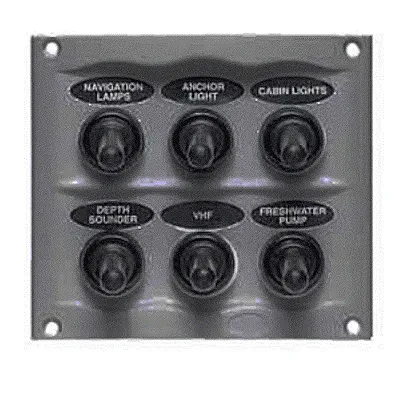 Marinco Waterproof Panel - 6 Switches - Grey