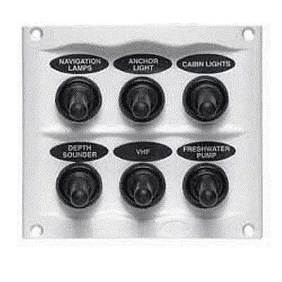 Marinco Waterproof Panel - 6 Switches - White