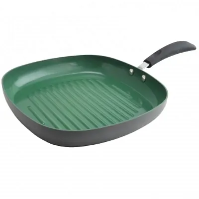 Eco-Friendly Home Hummington 11 inch Green Ceramic Non-Stick Grill Pan in Matte