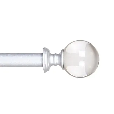 Lavish Home Crystal Ball Curtain Rod 3/4 inch - Silver