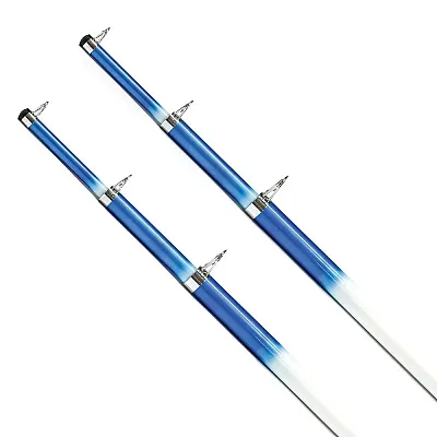 Tigress 15' Telescoping Fiberglass Outrigger Poles - 1-1/8" O.D. - White/Blu
