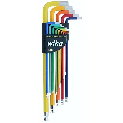 Wiha Ball End Color Coded Sae Hex L-Key Set (13 Piece Set)