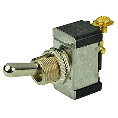 BEP SPST Chrome Plated Toggle Switch -OFF/(ON)