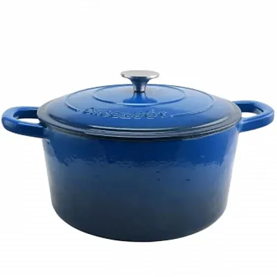 Crock Pot Artisan 7 Quart Round Cast Iron Dutch Oven in Sapphire Blue