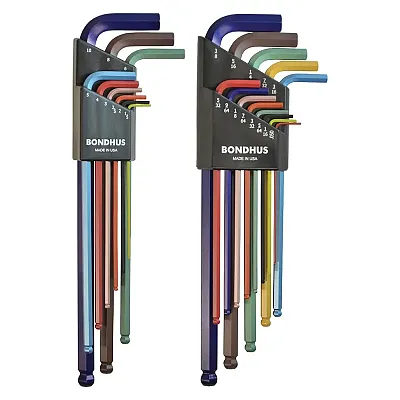 Bondhus Colorguard Plated Balldriver Metric/Sae Ball End Hex L-Keys Double Set (