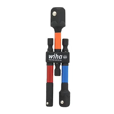 Wiha Color Coded Socket Adapters: 1/4&quot; Hex To 1/4&quot; 3/8&quot; 1/2&quot; (3-Piece)