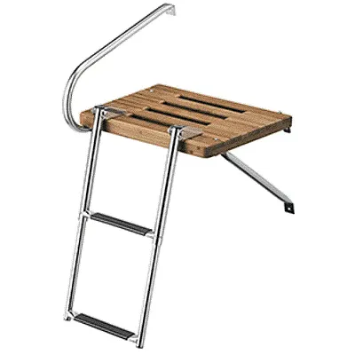 Whitecap Teak Swim Platform w/2-Step Telescoping Ladder f/Boats 