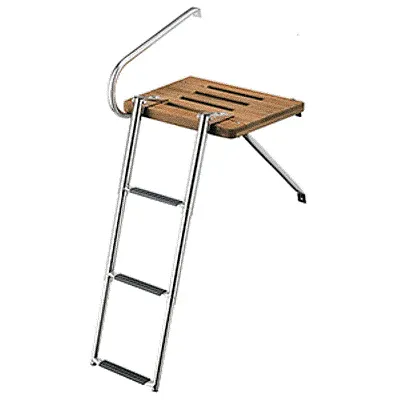 Whitecap Teak Swim Platform w/3-Step Telescoping Ladder f/Boats 