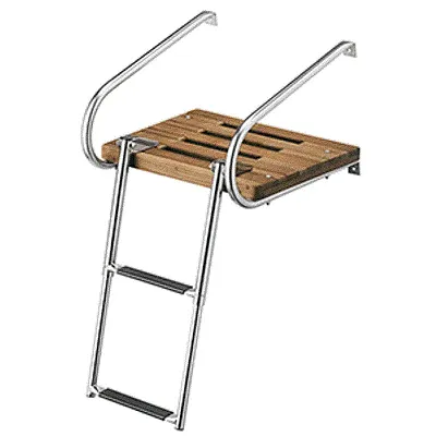 Whitecap Teak Swim Platform w/2-Step Telescoping Ladder f/Boats 
