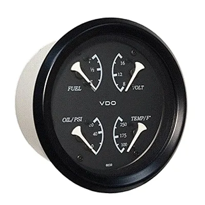 VDO Allentare 4 In 1 Gauge - 85mm - Black Dial/White Pointer - O