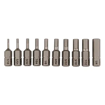 Wiha Hex Sae Bit Set (1/16&quot; - 1/4&quot;) - 10 Piece Set
