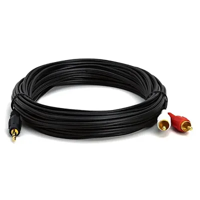 Cmple 727-N 25 ft 3.5mm Mini Plug to 2 RCA Hook Computer To Ster