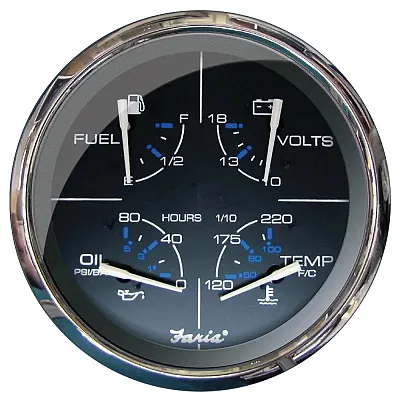 Faria 5&quot; Multifunction Gauge Chesapeake Black w/Stainless Steel 