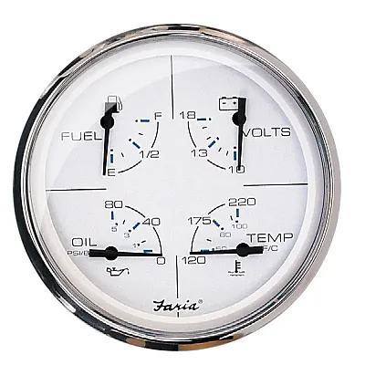 Faria 5&quot; Multifunction Gauge Chesapeake White w/Stainless Steel 