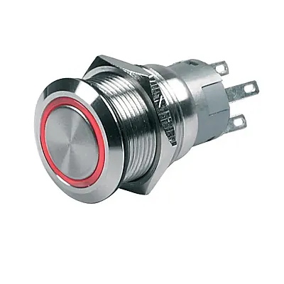 BEP Push-Button Switch 12V 24V Momentary On/Off - Red LED