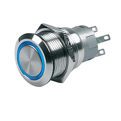 BEP Push-Button Switch 12V 24V Momentary On/Off - Blue LED
