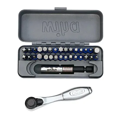 Wiha Gobox Terminatorblue Impact 1&quot; Bit Set With Mini Ratchet (32 Piece Set)
