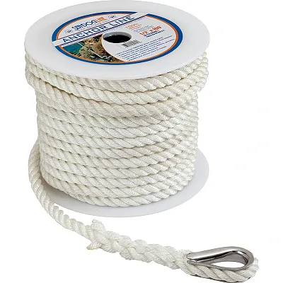Sea-Dog Twisted Anchor Line 3/8&quot; x 60&#039; - White
