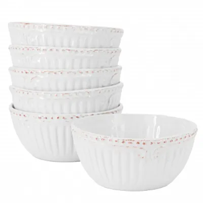 Modern Southern Home Capri 6 Piece 6 Inch Stoneware Embossed Cereal Bowl Set in