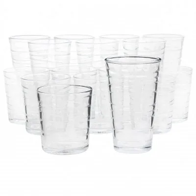 Gibson Home 16 Piece Swirl Clear Assorted Glassware Set