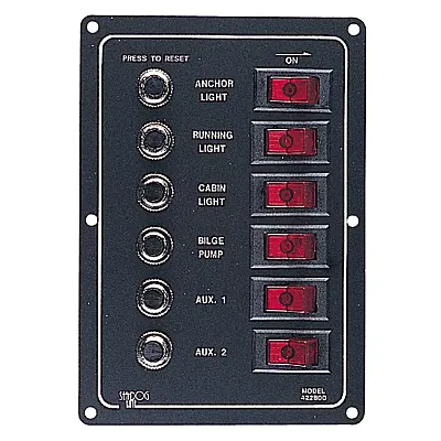 Sea-Dog Aluminum Circuit Breaker Panel - 6 Circuit
