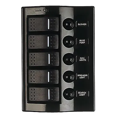 Sea-Dog Nylon Circuit Breaker Panel - 5 Circuit - Wave Style