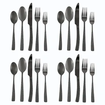 Gibson Elite Stonehenge 20 Piece Flatware Set in Black
