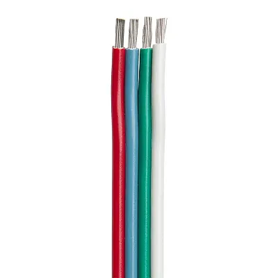 Ancor Flat Ribbon Bonded RGB Cable 18/4 AWG - Red, Light Blue, G