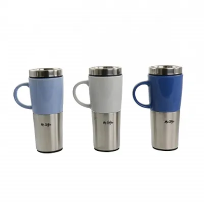 Mr. Coffee Travertine 16 oz Stoneware &amp; Stainless Steel Travel Mug with Lid