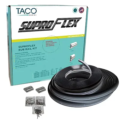 TACO SuproFlex Rub Rail Kit - Black w/Flex Chrome Insert - 1.6&quot;H