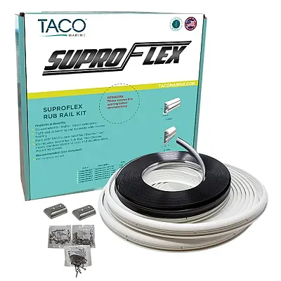 TACO SuproFlex Rub Rail Kit - White with Flex Chrome Insert - 2&quot;