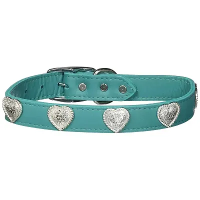 Mirage Pet Products Jade Western Heart Leather Dog Collar - 24