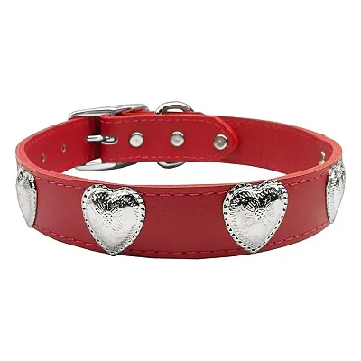 Mirage Pet Products Red Western Heart Leather Dog Collar - 24