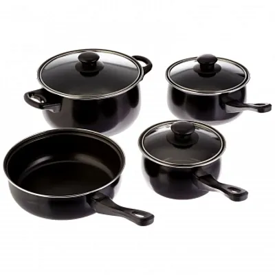 Gibson Home Chef Du Jour 7 Piece Carbon Steel Nonstick Cookware Set in Black