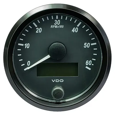 VDO SingleViu 80mm (3-1/8&quot;) Tachometer - 6,000 RPM